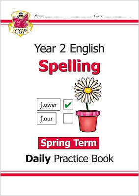 KS1 Year 2 English Spelling Daily Practice Book Spring with Answer Ages 6-7 CGP
