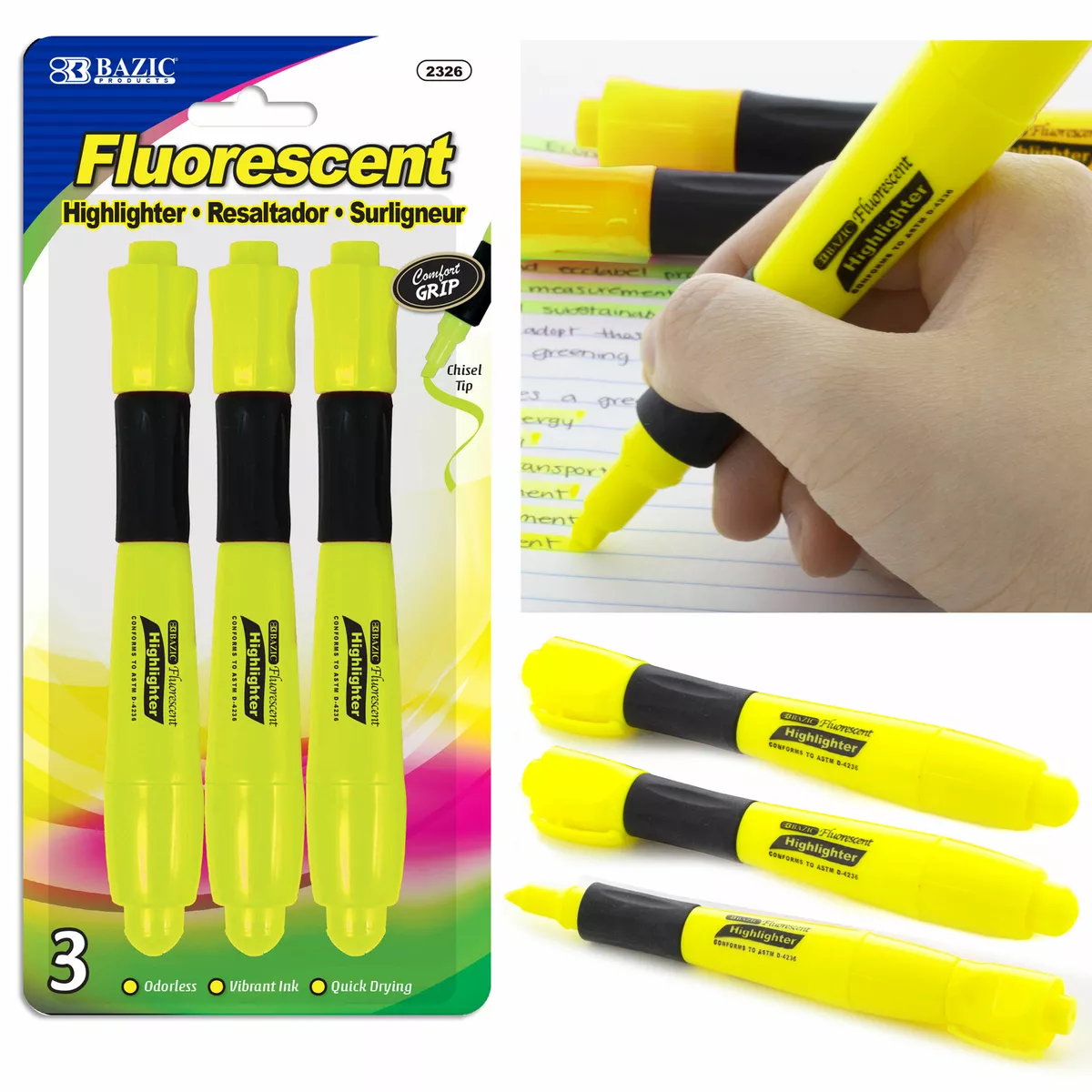 Crayon surligneur sec jaune fluo