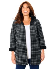 Catherines Women's Plus Size Long Fleece Coat With Sherpa Lining