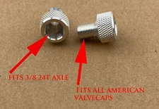 NEW! AXLE ADAPTOR FOR VALVE CAP 3/8 IN CHROME FOR 24 TEETH RIMS.