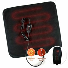 Car Electric Mini Heated Travel Blanket Black Fleece 12V Warming seat Pad