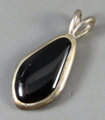 BARSE Sterlingsilber FREIFORM SCHWARZER ONYX ANHÄNGER einzigartiger asymmetrischer Rahmen