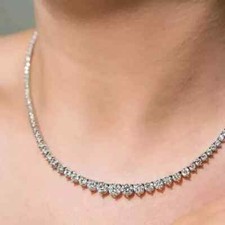 20Ct Round Cut Lab Created Diamond Women's Tennis Necklace 14k White Gold Plated