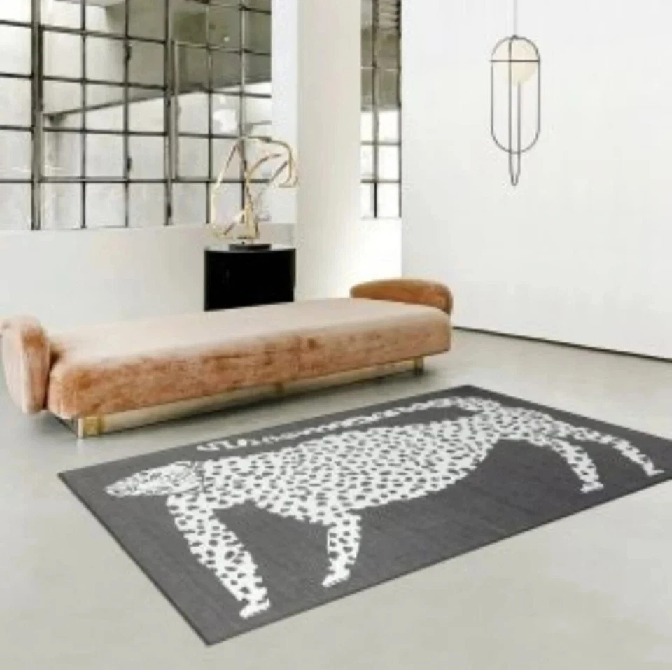 Alfombra anudada a mano leopardo tigre verde oliva color y tamaño personalizados a elegir Foto 4 de 4