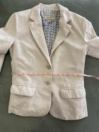 Women’s Lucky Brand Fully Lined 2 Button Linen Blend Blazer Size 0 Ivory - Picture 16 of 16