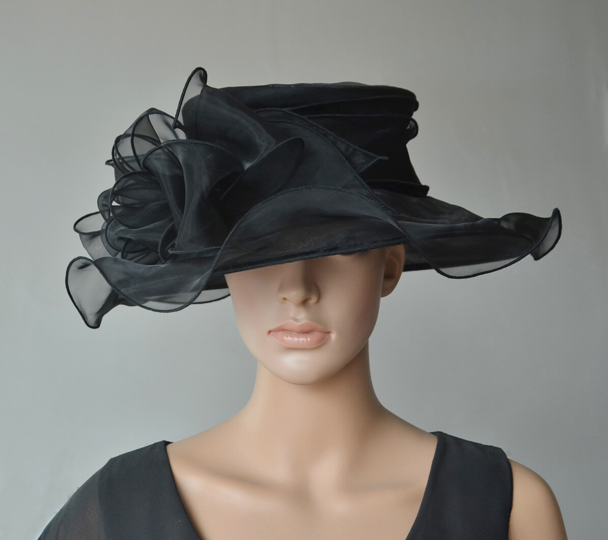 Cappello da Donna Nero Fiore Fiocco Organza Tenere Sposa di