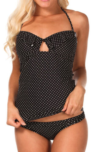 NEW + TAG BILLABONG LADIES (8) "SKYLINE" TANKINI TWO PIECE SET SWIMSUIT BLACK - Picture 1 of 9