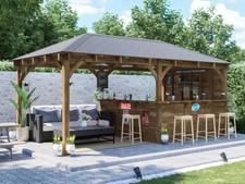 Dunster House Wooden Garden Bar 6x3m Outdoor Pub Gazebo Leviathan