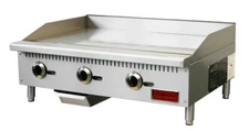 Omcan USA 47375 36" Countertop Gas Griddle, Manual Controls, 3/4" Steel Plate...