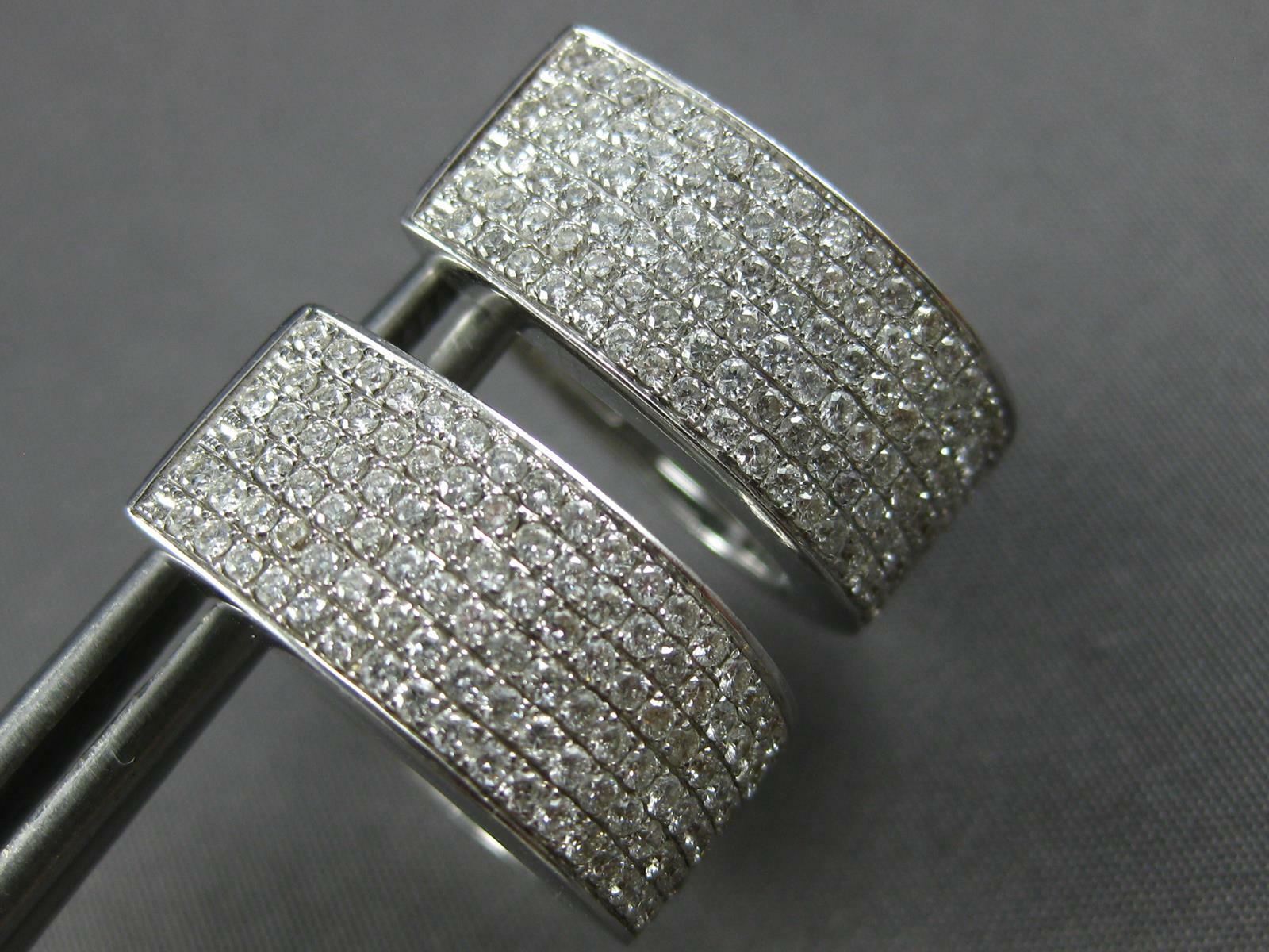 GRANDI ORECCHINI PENDENTI HUGGIE OVALI PAVÈ MULTI FILA ORO BIANCO 18KT DIAMANTE 1 96CT