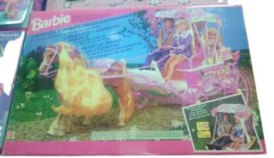 MATTEL BARBIE CARROZZA SPRINT CAVALLO CHE CAMMINA HORSE NUOVO NRFB 13122