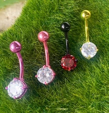 1pc Neon Titanium Plated Surgical Steel Solitaire Belly Ring Navel Naval