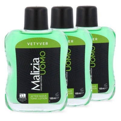 MALIZIA UOMO VETYVER After Shave TONIC Lotion 3x 100ml erfrischend und belebend