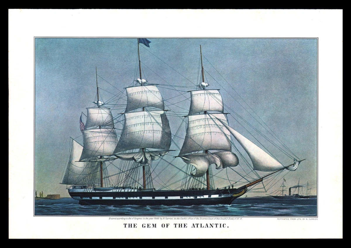 Currier &amp; Ives 1965 Calendar Art Print - The Gem Of The Atlantic  Clipper Ship | eBay