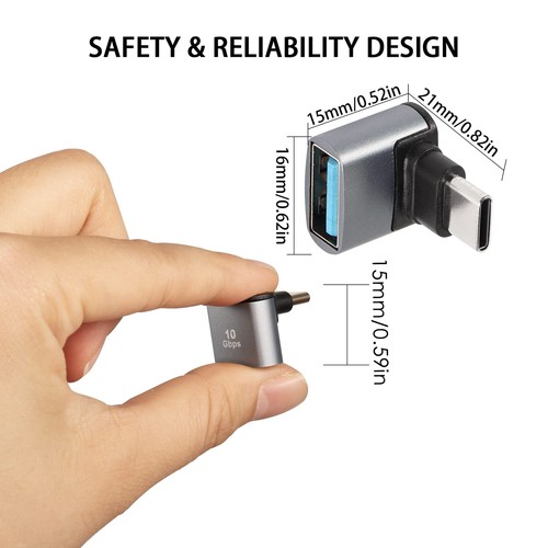 QIANRENON 90 degré Angle USB C OTG Adaptateur 10Gbps USB3.1 Femelle vers USB ... - Photo 7 sur 7