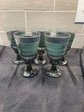 Libbey Sango Nova Green 7" Tall Water/Iced Tea Glass Goblets - Set of 5