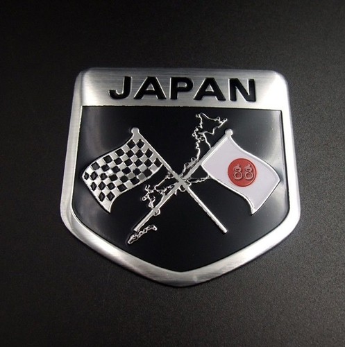 2PCS Japan Japanese Flag Shield Aluminum Emblem Decals Car Badge Stickers Decor - Bild 3 von 10