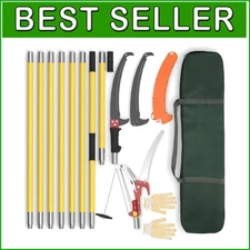 Ergonomic 27 ft Tree Trimmer - Extendable Pole Saw with Carry Bag & Gloves