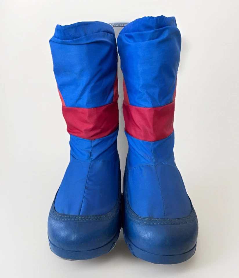Botas masculinas vintage anos 70 anos 80’s bloco de cores azul nylon sola de borracha lua de neve tamanho 9 - Imagem 3 de 4