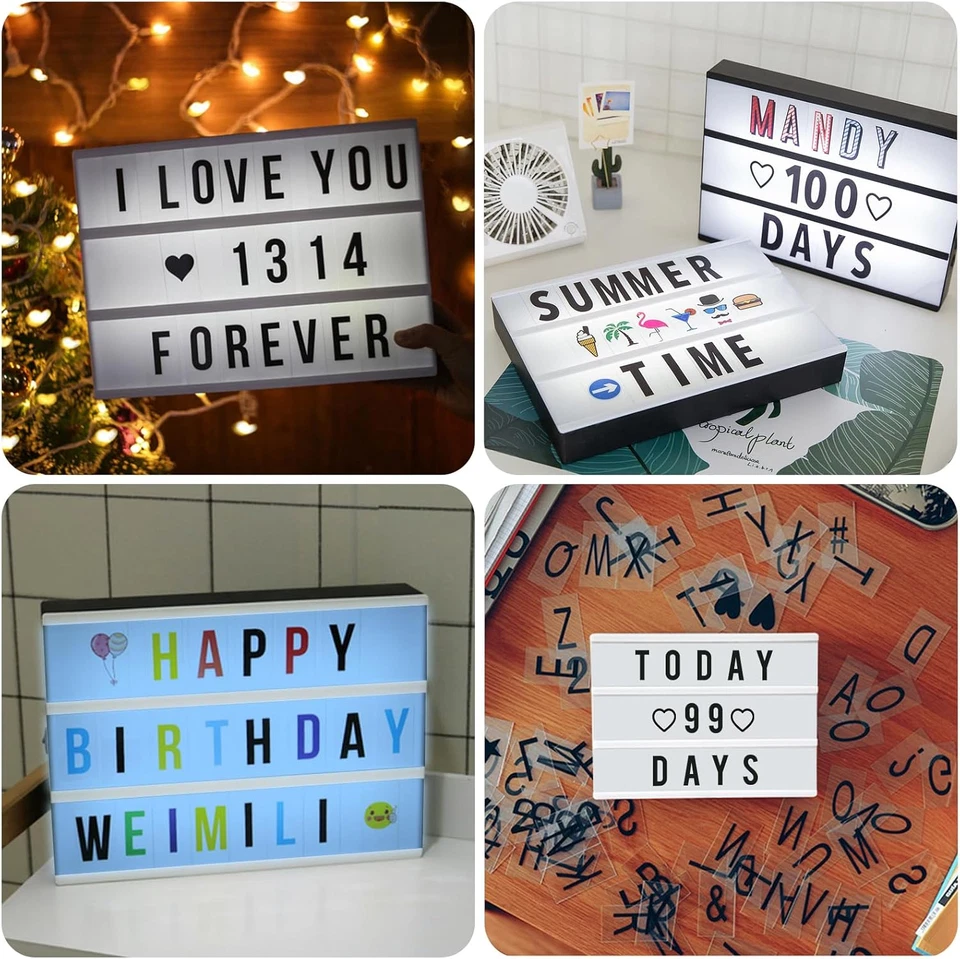 Light Box,Insegna Luminosa,Led A4 Scatola Luminosa,Con 294 Lettere Ed Emoji,Lava - Immagine 2 di 4