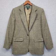 Vintage Lauren Ralph Lauren Wool Plaid Women's 10 Blazer Jacket Coat Equestrian