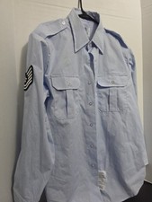 AIR FORCE USAF REGULATION SHIRT MENS LONG SLEEVE UNIFORM DRESS BLUE 17x34 L/XL