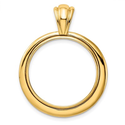 14k Gelbgold poliert konzentrischer Kreis 22,0mm Krappe Münze Einfassung Anhänger