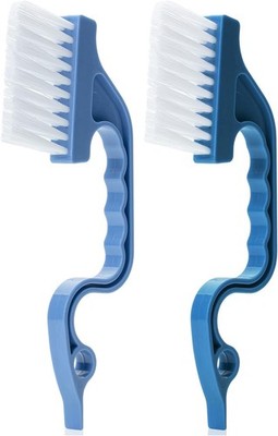 Slick- Window Track Cleaning Brush, 2 Pack, Blue Ergonomic Handle, Built-in Scra