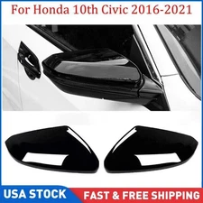 Clip-on Rearview Mirror Cap Cover Trim For 2016-21 Honda Civic 10th Glossy Black