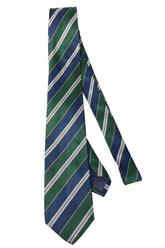 Corbata ENRICO COVERI para hombre talla única verde/azul a rayas en punta seda pura Foto 4 de 4