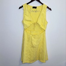 Asos Design Yellow Tie Front Cutout Dress Size 8 Tall