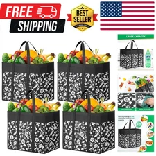 Reusable Grocery Bags Foldable Tote Bags bulk with Reinforced Handles Shoppin...