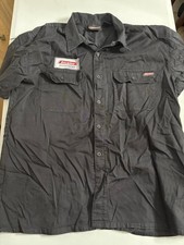 Dickies Short Sleeve Button up Work Shirt Black with Patch Size XL 100 Cotton