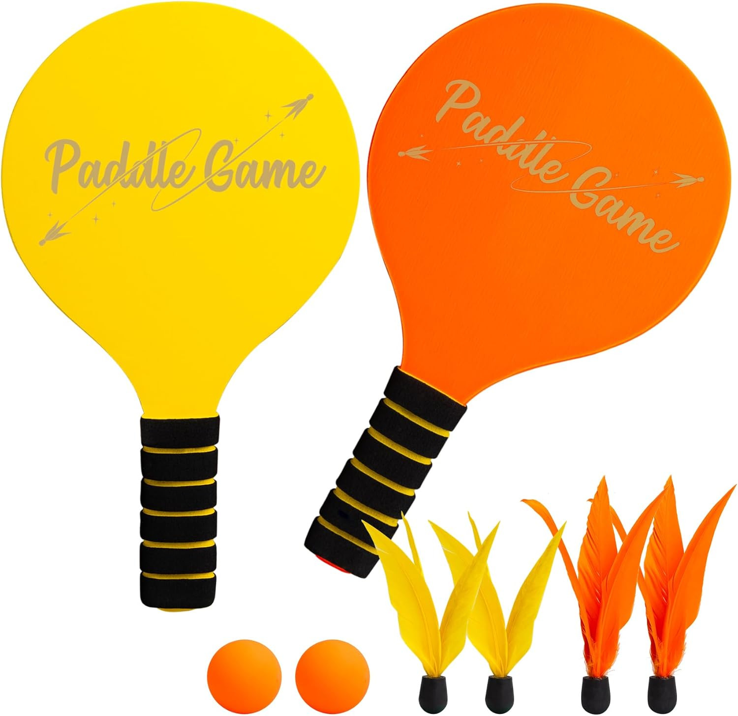 Beach Bat and Ball Set, Kids Wooden Paddle Ball, Beach Ball Racket Set, Wood Rac