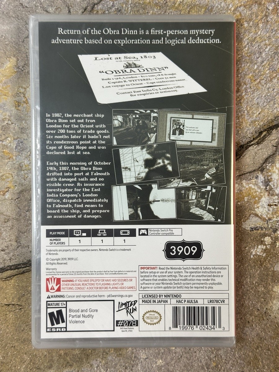 新品未開封 Return of the Obra Dinn ニンテンドースイッチ 新品未開封 Return of the Obra Dinn ニンテンドースイッチ