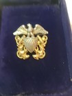 Vintage Sterling Silver & 1/20 10K GF Gold US Navy Officers Cap Badge Pin "NICE  — photo 4