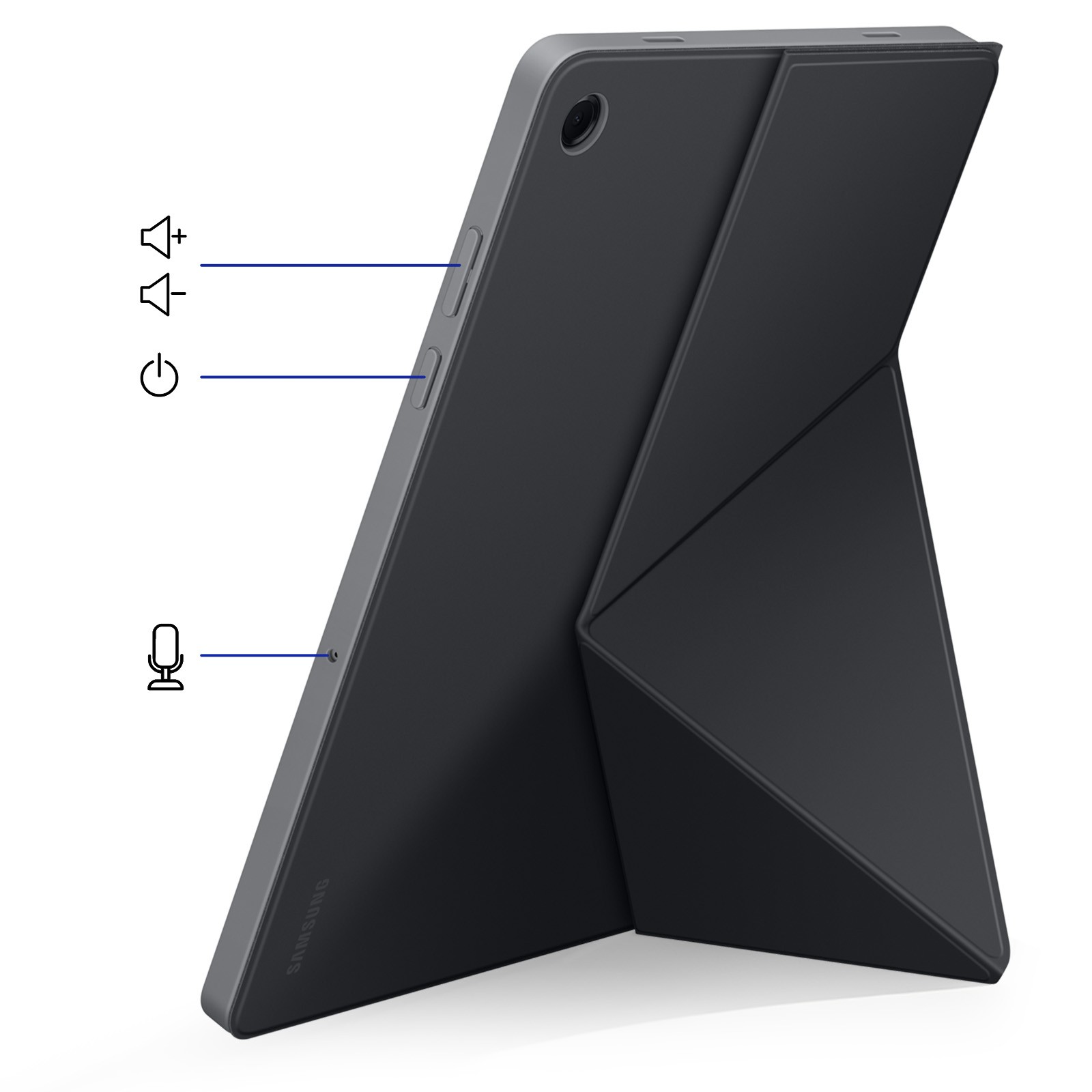 Étui pour Galaxy Tab A11 Plus avec support multiposition et rabat intelligent noir - 3