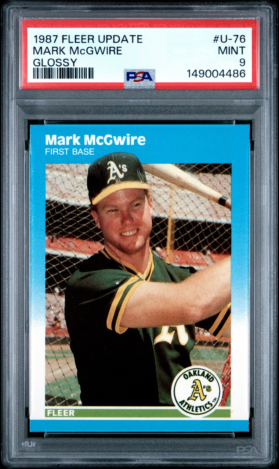 1987 FLEER UPDATE GLOSSY #U-76 MARK MCGWIRE PSA 9