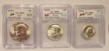 1976-S Bicentennial SILVER SET EISENHOWER, KENNEDY, WASHINGTON ICG MS69 TOP POP!