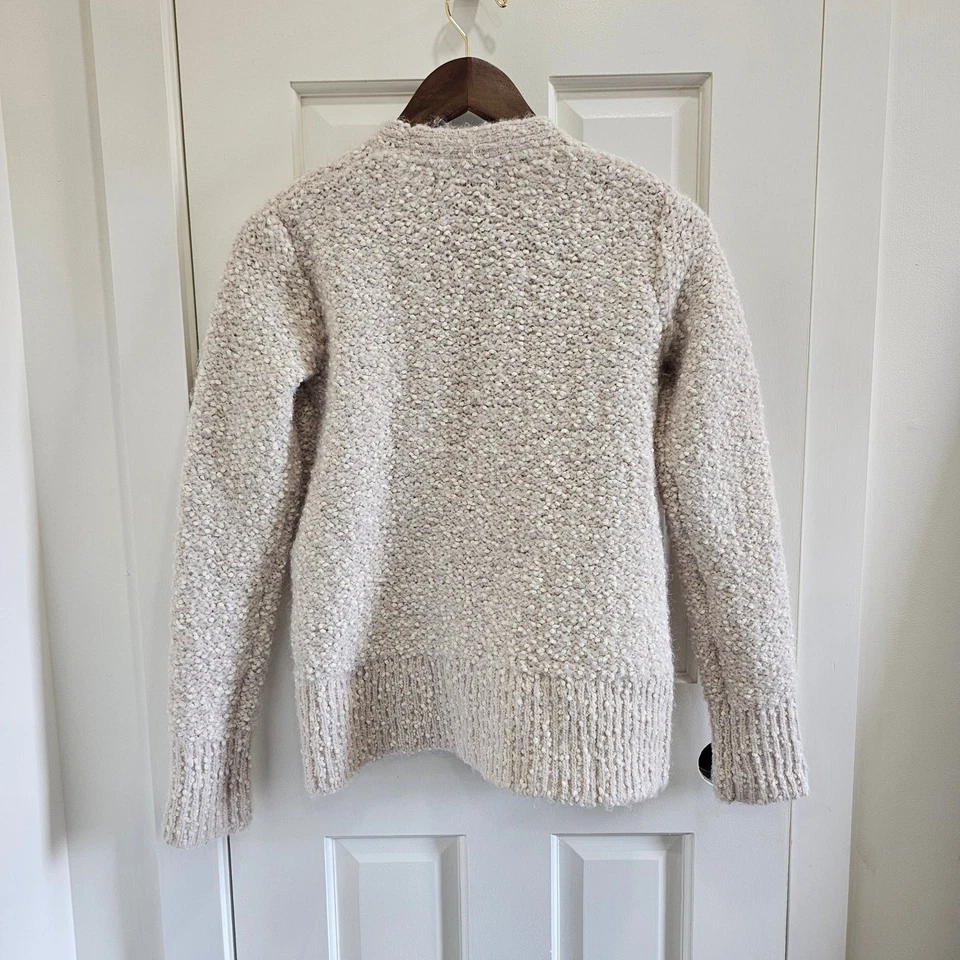 Cárdigan Suéter Tahari XS Crema Boucle Tejido Frente Abierto Acogedor Capas Foto 4 de 4