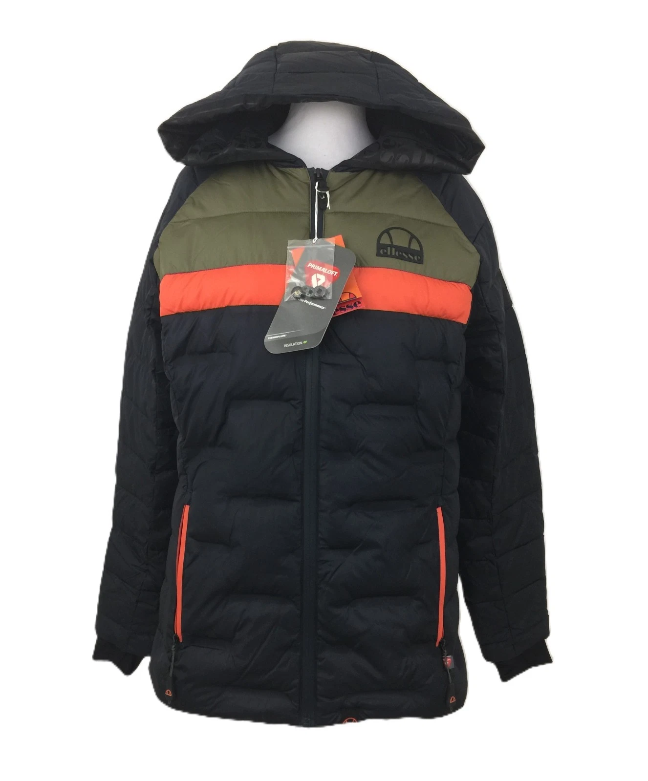 Ellesse Women's Quilted Ski Jacket Navy Hooded Insulated Pocket Zip Lined New F1