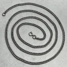 Vintage sterling silver muff guardsman curb link chain necklace 28.5", 23.31g