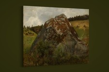 Hans Thoma - Boulder in a Meadow Valley - Art Print on Paper or Canvas Hans Thoma - Boulder in a Meadow Valley - Art Print on Paper or Canvas