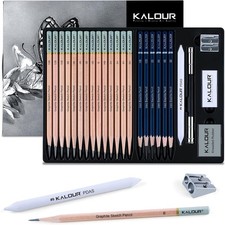 KALOUR 25-Piece Professional Sketch Pencil Set 1 Count Pack of 25 , Gray