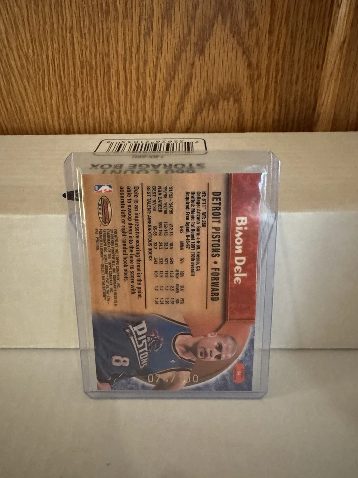 1998-99 Bowman's Best Atomic Refractor /100 Bison Dele #94 Detroit Pistons SP - Image 2 of 3