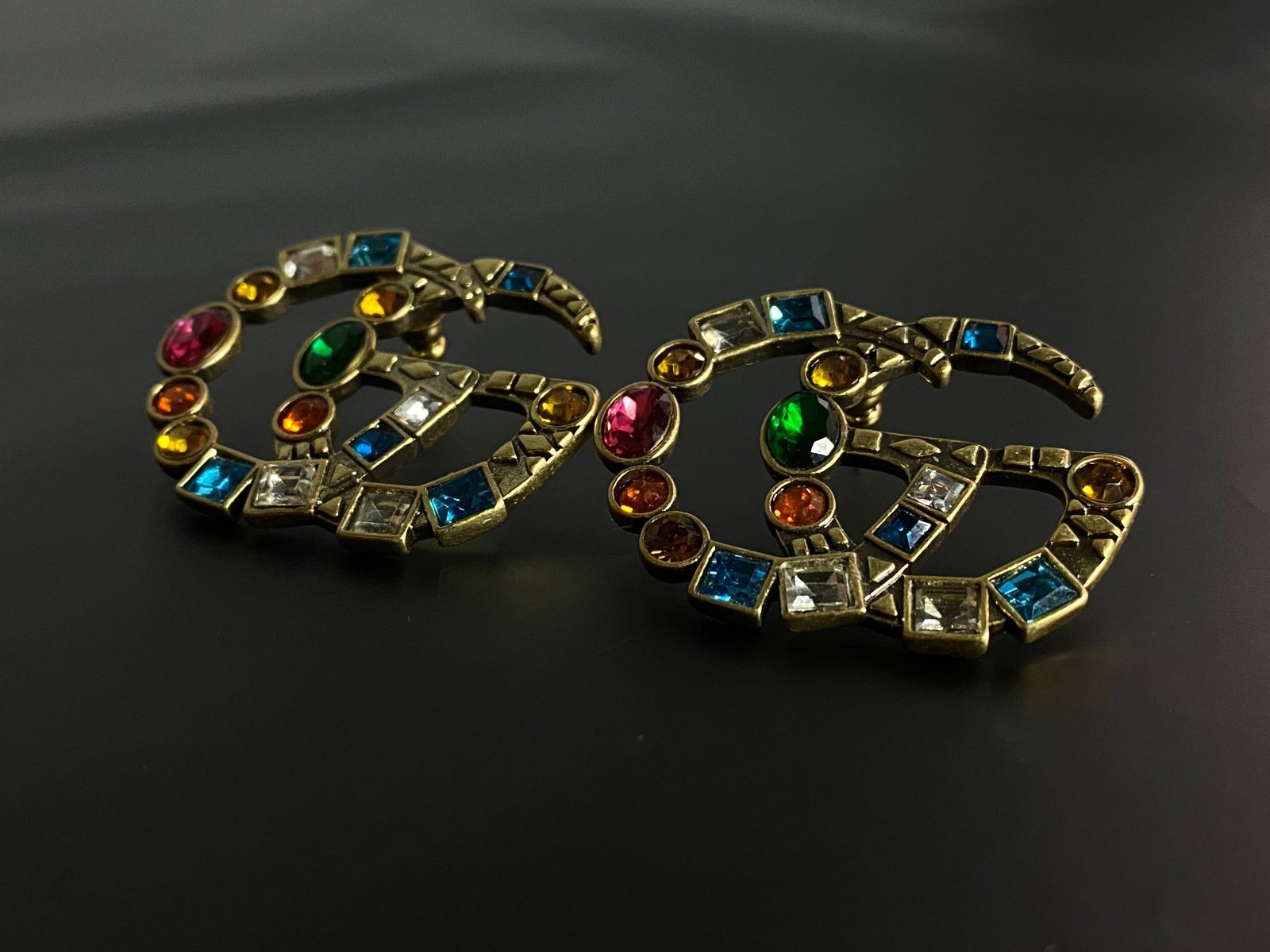 Authentic Gucci Rainbow Crystal Stud Earrings 4cm - image 5