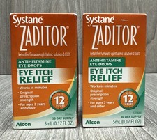LOT OF 2 Systane Zaditor Antihistamine Eye Drops Eye Itch Relief 0.17oz 08/2026