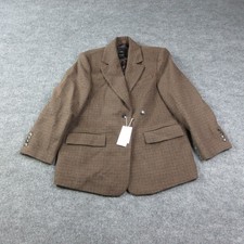 Mango Blazer Womens XL Brown Tweed Lined Tailored Notch Lapel Four-Button NWT