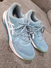 ASICS WOMENS GEL DEDICATE 8 TENNIS SHOES SIZE 9.5 BLUE AND WHITE PREOWNED