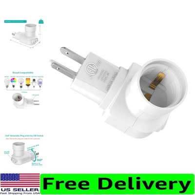 Durable White Light Socket Adapter - 360° Rotatable Plug,  Listed for Safety